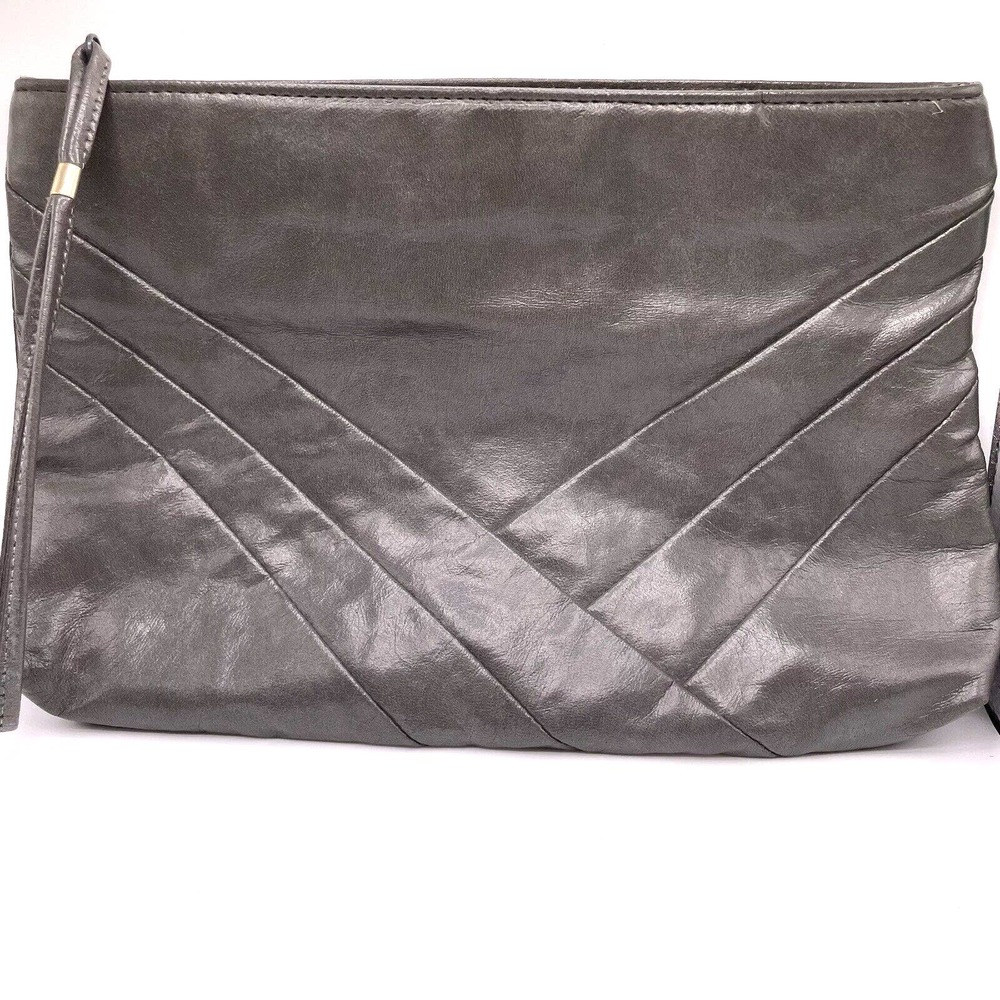 Vintage Women’s Handbag Gray Faux Leather Clutch